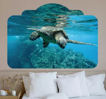 Realistic underwater picture with animals headboard wall sticker - TenStickers