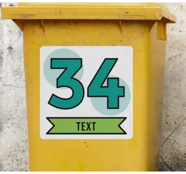 Recycling decal for bin customisable number banner - TenStickers