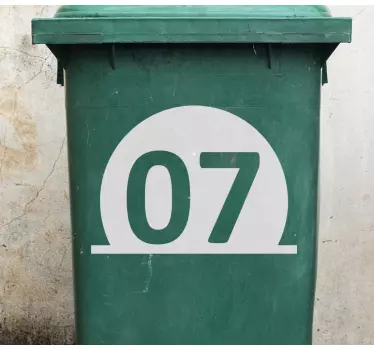 Recycling decal for bin numbered waste container - TenStickers