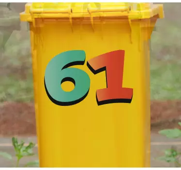 Recycling decal for bin with personalized number design - TenStickers