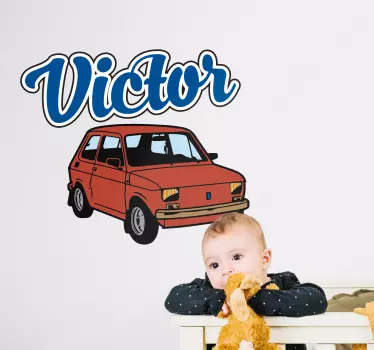 Red classic car object sticker - TenStickers