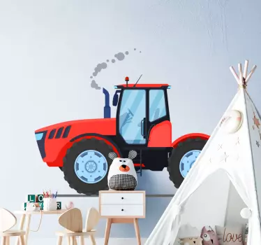 Red new tractor toy decal - TenStickers