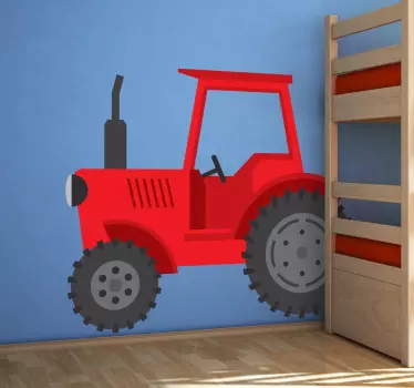 Red toy tractor wall sticker for kids - TenStickers