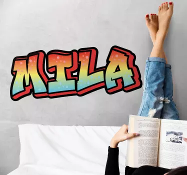 Red yellow and blue graffitti name custom sticker - TenStickers