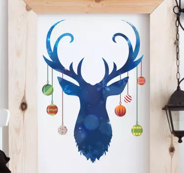 Reindeer  and baubles christmas wall sticker - TenStickers