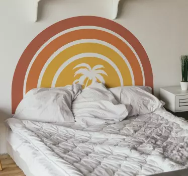 Retro Sunset and Palms bed headboard wall sticker - TenStickers
