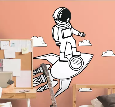 Rocket astronaut and stars  space decal - TenStickers