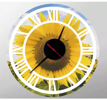Roman numbers with sunflowers clock sticker - TenStickers