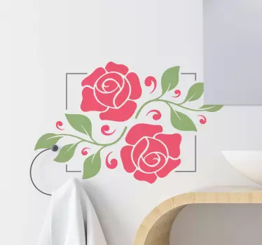 Romantic flowers frame mirror wall sticker - TenStickers