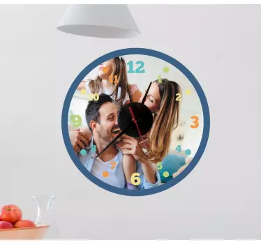 Round clock with photo customisable wall clock sticker - TenStickers