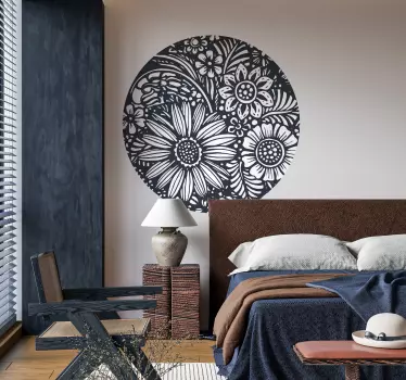 Round flower design glass door sticker - TenStickers