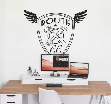 Route 66 winged shield car decal - TenStickers