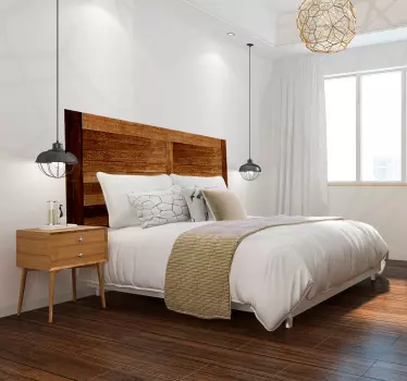 Rustic wood planks texture headboard wall sticker - TenStickers