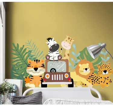 Safari animals set with zebra lion and giraffe wall sticker - TenStickers