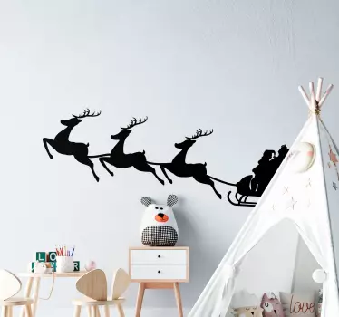 Santa Claus on his sleigh christmas wall sticker - TenStickers
