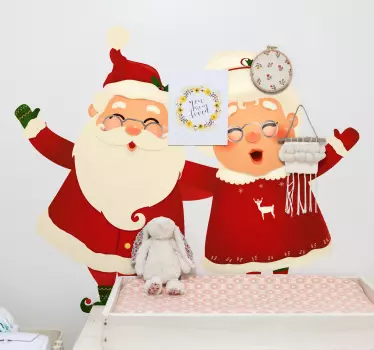 Santa Claus with wife christmas wall sticker - TenStickers