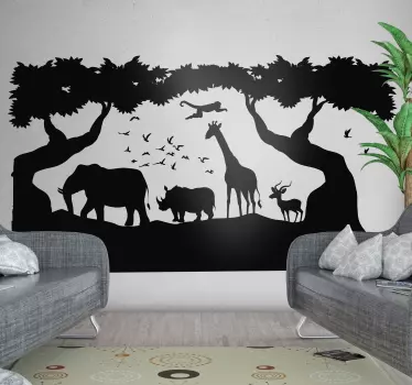 Savanna landscape with animals wild animal decal - TenStickers