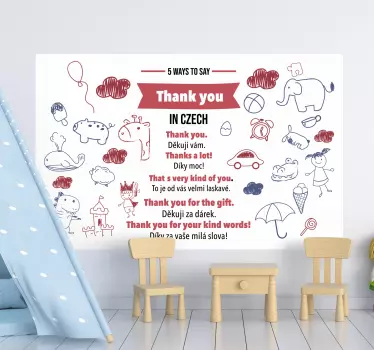 Saying thank you in Czech educational sticker - TenStickers