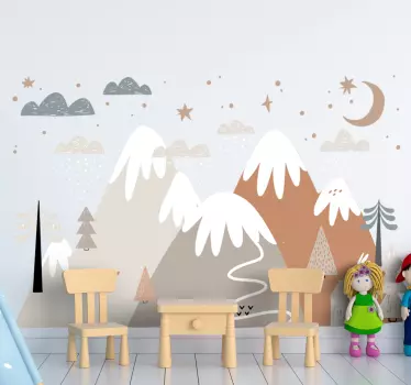 Scandinavian mountains alika Kids Bedroom Wall Sticker - TenStickers