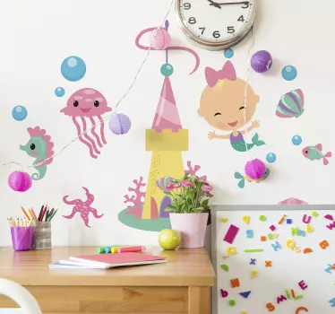 Sea life illustration wall art - TenStickers