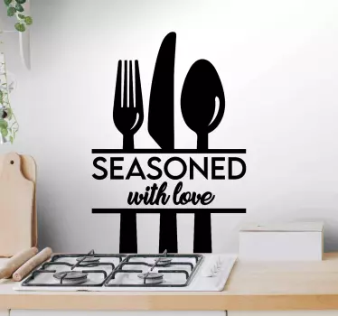 Seasoned with love cutlery sticker - TenStickers