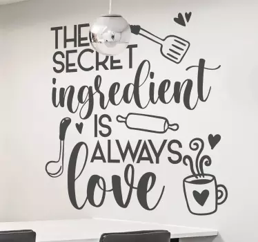 Secret ingredient is always love quote home text wall decor - TenStickers
