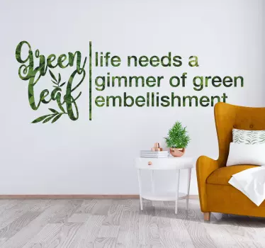 Sentence green leaf nordic style  text wall sticker - TenStickers
