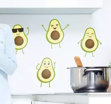 Set funny avocados fruit wall sticker - TenStickers