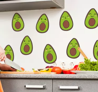 Set happy avocados fruit wall decal - TenStickers