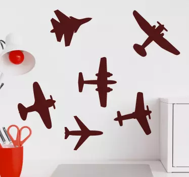 Several plane flying in the sky illustration wall art - TenStickers