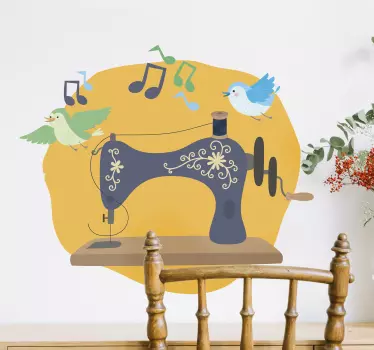 Sewing machine with bird sticker - TenStickers