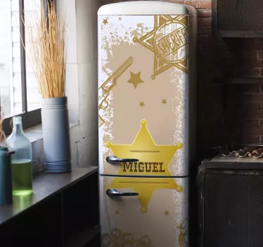 Sheriff badge with name fridge wrap decal - TenStickers
