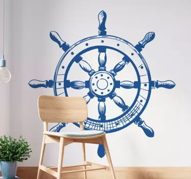 Ship Helm Illustration Sticker - TenStickers