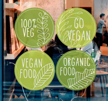 Shop window sticker go vegan food 100% - TenStickers