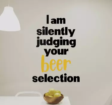 Silently judging beer drink wall decal - TenStickers
