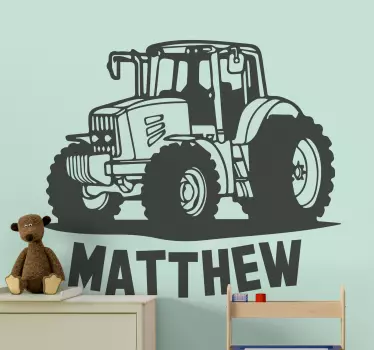 Silhouette of tractor with name toy decal - TenStickers