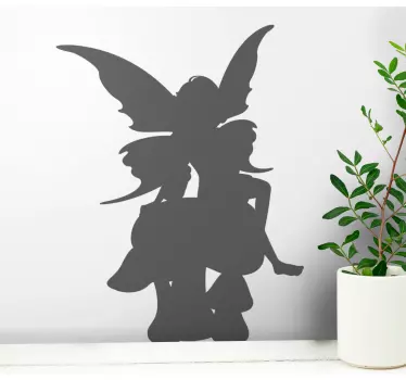 Silhouettes of fairies and mushrooms fairy tale wall decal - TenStickers