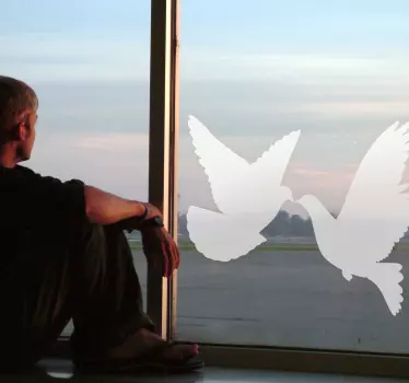 Silhoutte Doves Decal - TenStickers