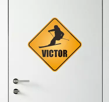 Ski with Name Customisable Sticker - TenStickers