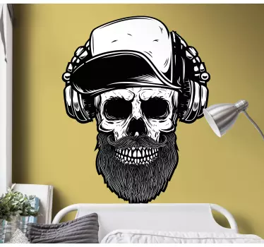 Skull with headphones Wall decals for teenagers room - TenStickers