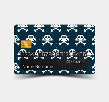 Skulls pattern on blue background bank card decal - TenStickers