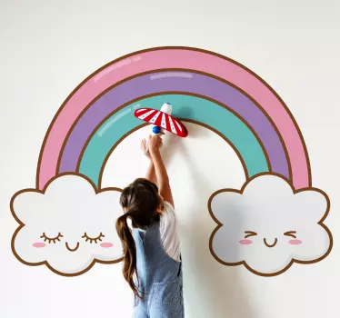 Sleeping rainbow clouds cartoon wall sticker - TenStickers