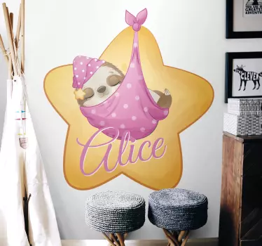 Wall stickers for kid custom sloth in a star - TenStickers