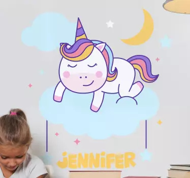 Sleeping unicorn personalised rainbow animal wall decor - TenStickers