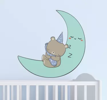 Sleepy bear moon wall stickers for kid - TenStickers