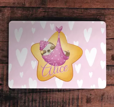 Laptop skin baby sloth with name - TenStickers