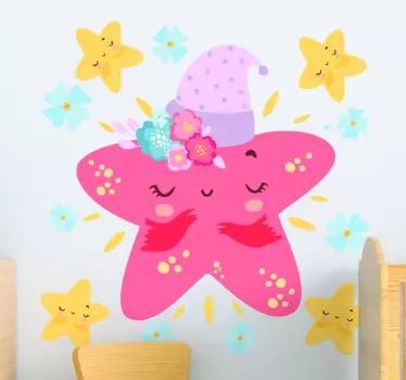 Smiles-in-red-Stars illustration wall art decal - TenStickers