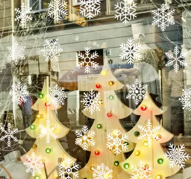 Snowflakes display  christmas wall decal - TenStickers