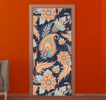 Soft tones paisley pattern glass door sticker - TenStickers