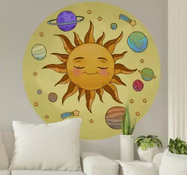 Solar System surrounding sun vintage travel decal - TenStickers
